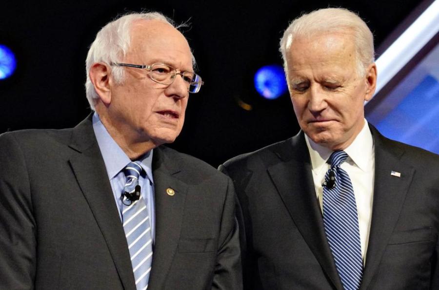 Bernie Sanders e Joe Biden Bernie Sanders deixa primárias na disputa presidencial de 2020